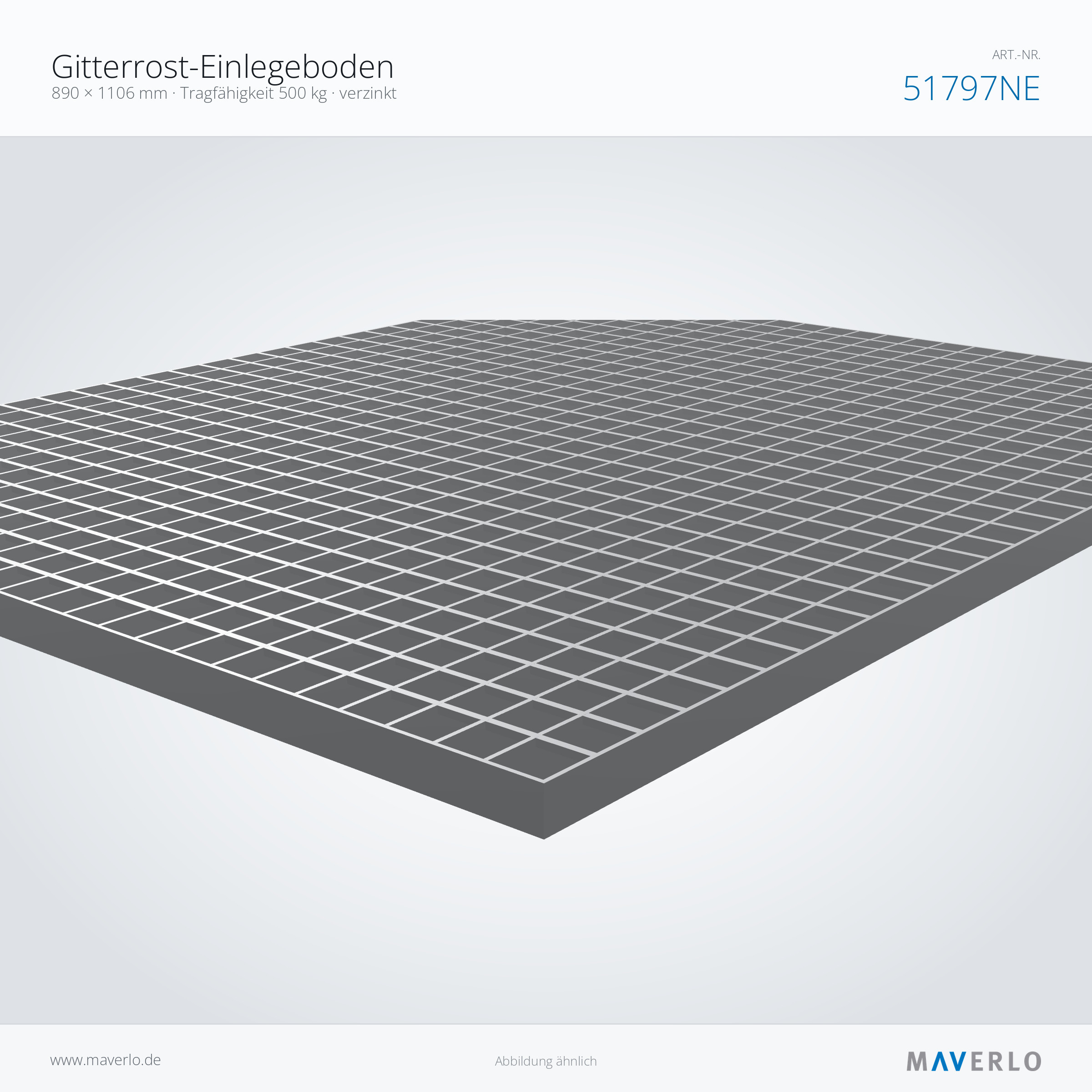 Gitterrost-Einlegeboden 890 x 1106 mm, 500 kg – NEDCON NR1 Palettenregal, Art.-Nr. 51797NE (Detailansicht)