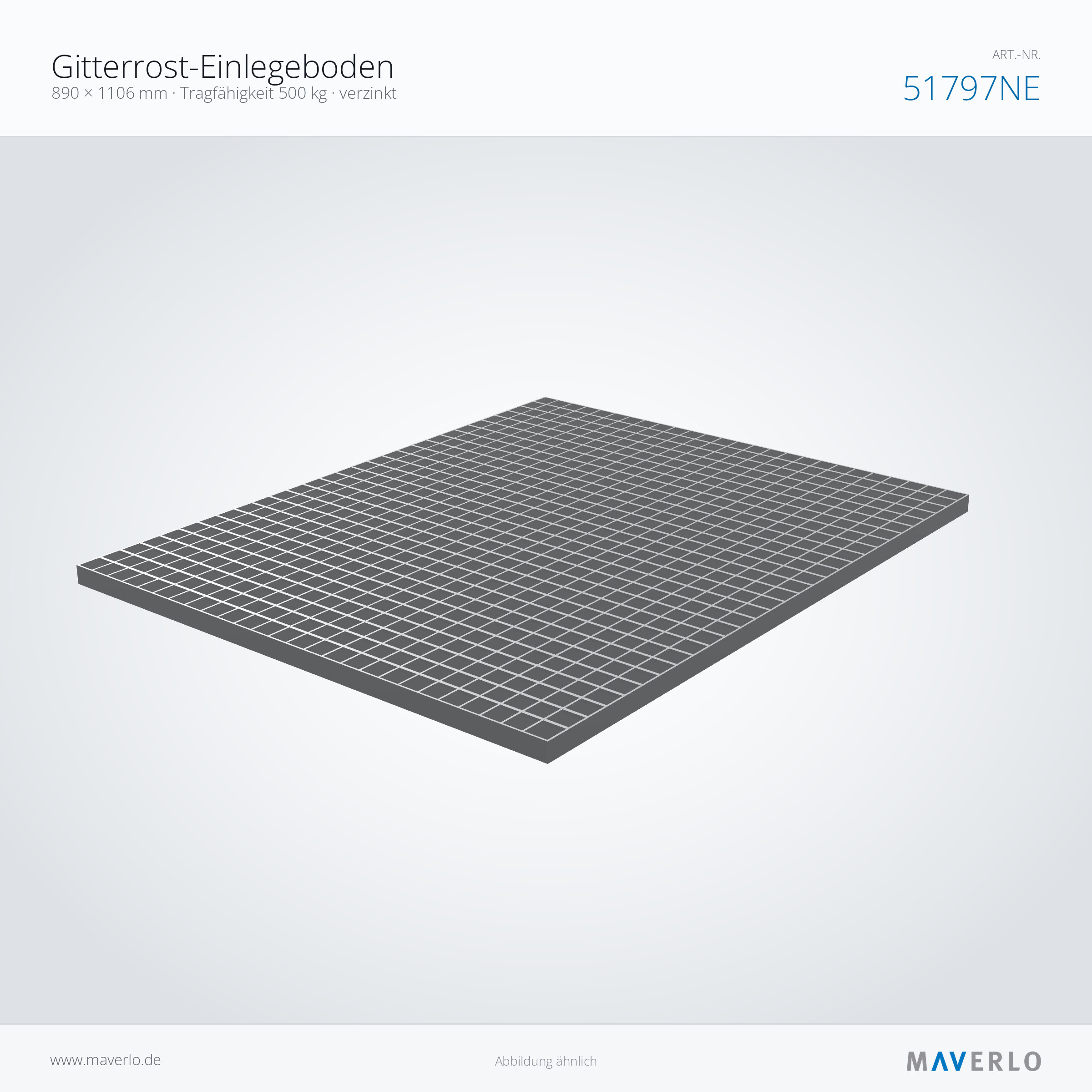 Gitterrost-Einlegeboden 890 x 1106 mm, 500 kg – NEDCON NR1 Palettenregal, Art.-Nr. 51797NE (Perspektive)