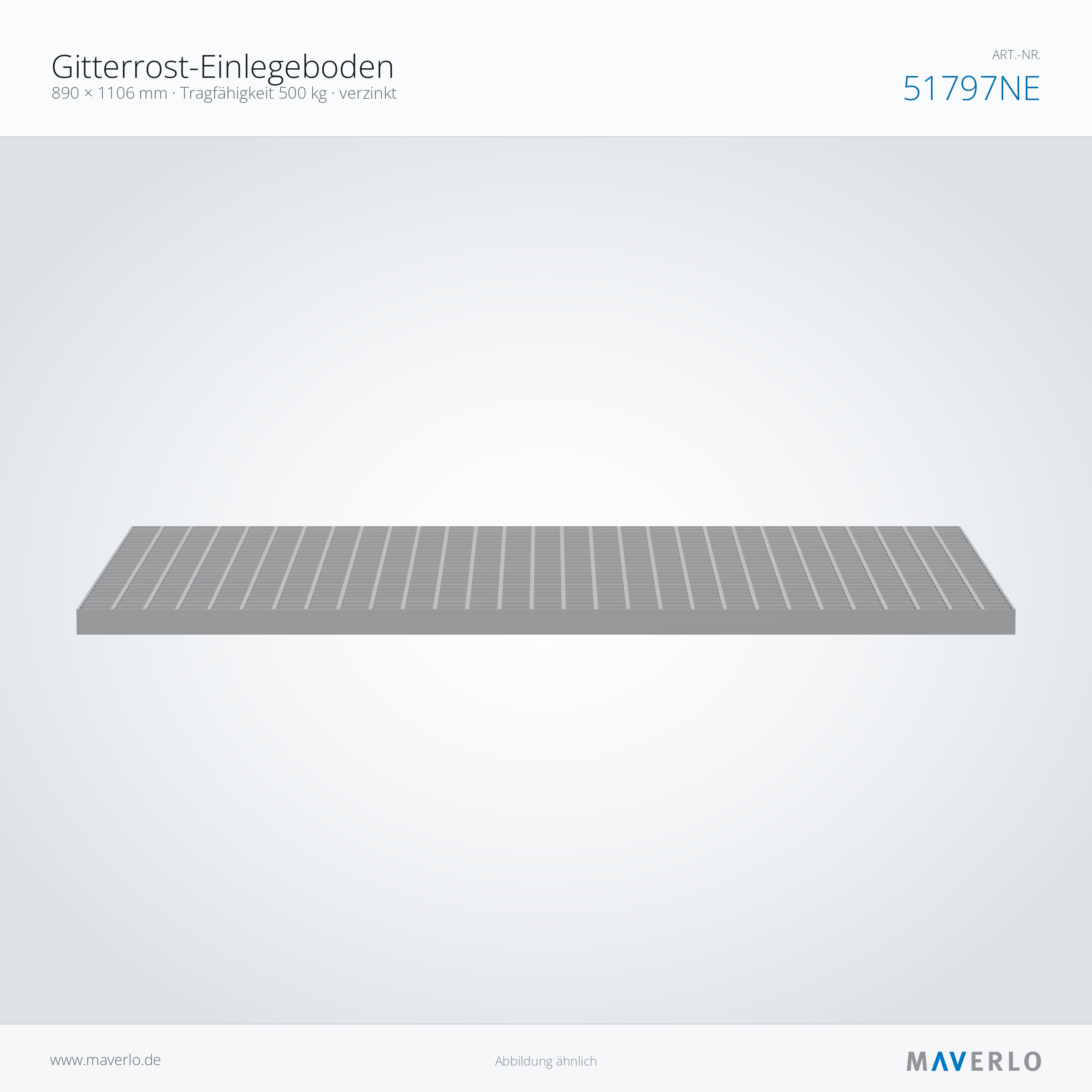 Gitterrost-Einlegeboden 890 x 1106 mm, 500 kg – NEDCON NR1 Palettenregal, Art.-Nr. 51797NE (Queransicht)