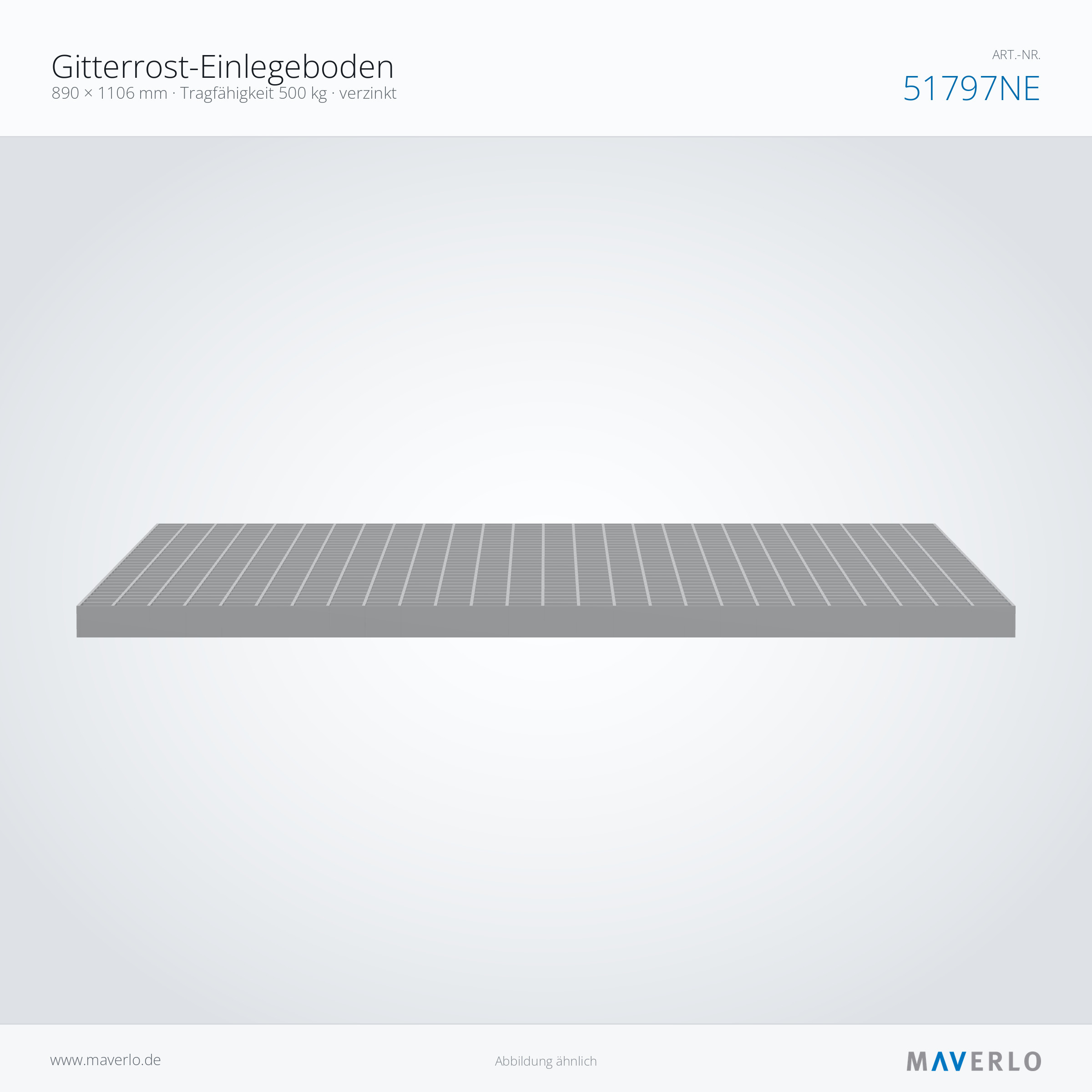 Gitterrost-Einlegeboden 890 x 1106 mm, 500 kg – NEDCON NR1 Palettenregal, Art.-Nr. 51797NE (Seitenansicht)