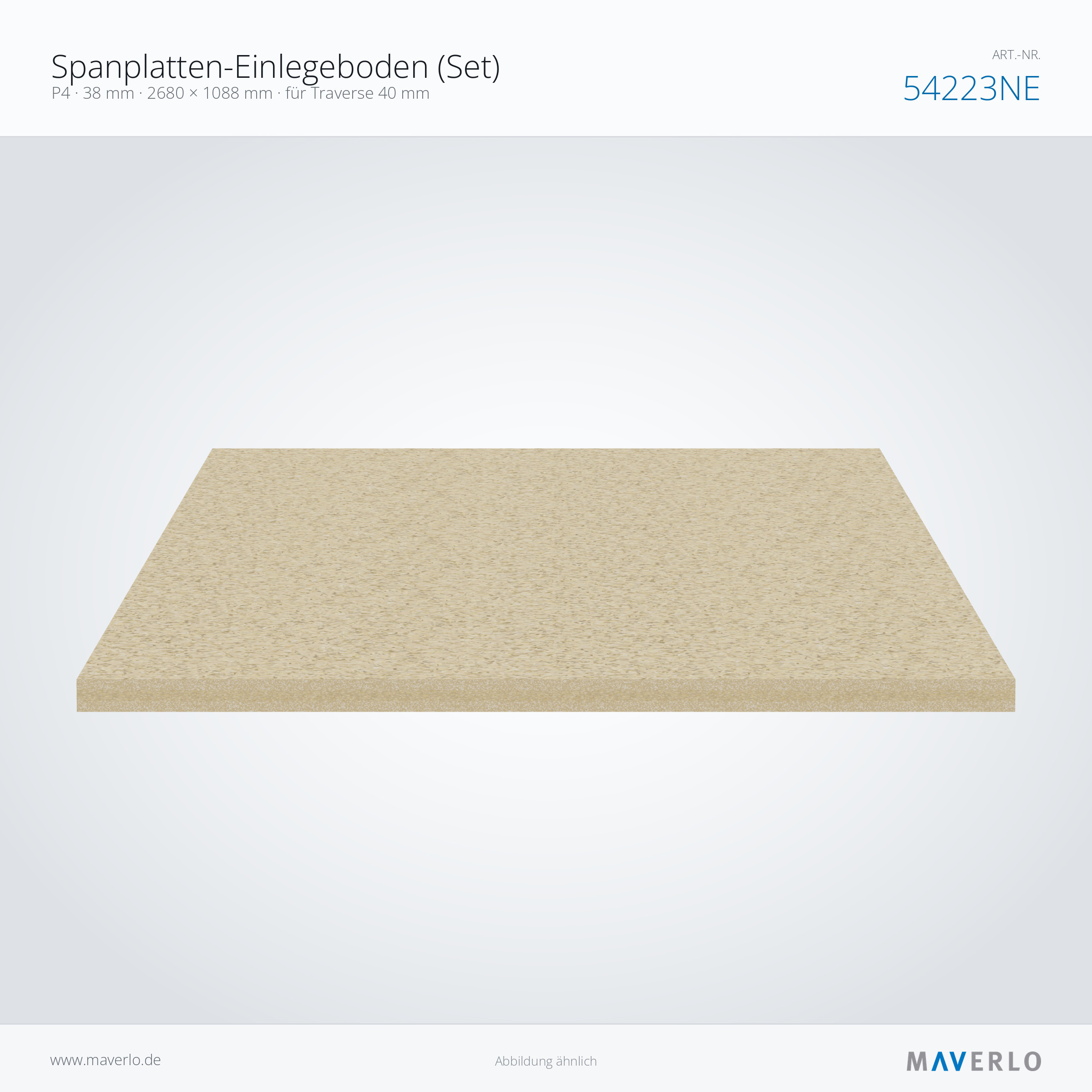 Spanplatten-Einlegeboden 2680 x 1088 mm, 38 mm, für Traverse 40 mm – NEDCON NR1 Palettenregal, Art.-Nr. 54223NE (Queransicht)