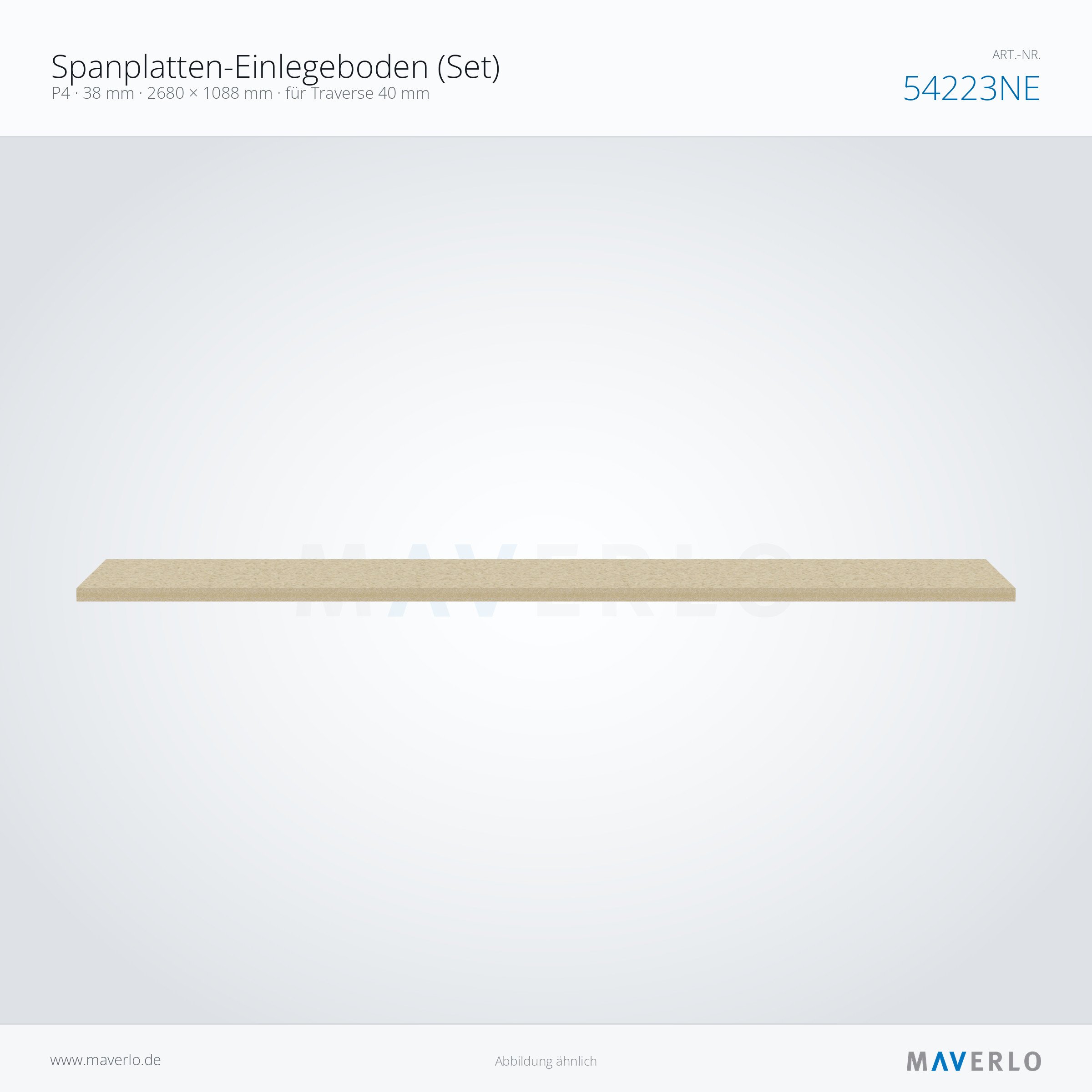 Spanplatten-Einlegeboden 2680 x 1088 mm, 38 mm, für Traverse 40 mm – NEDCON NR1 Palettenregal, Art.-Nr. 54223NE (Seitenansicht)