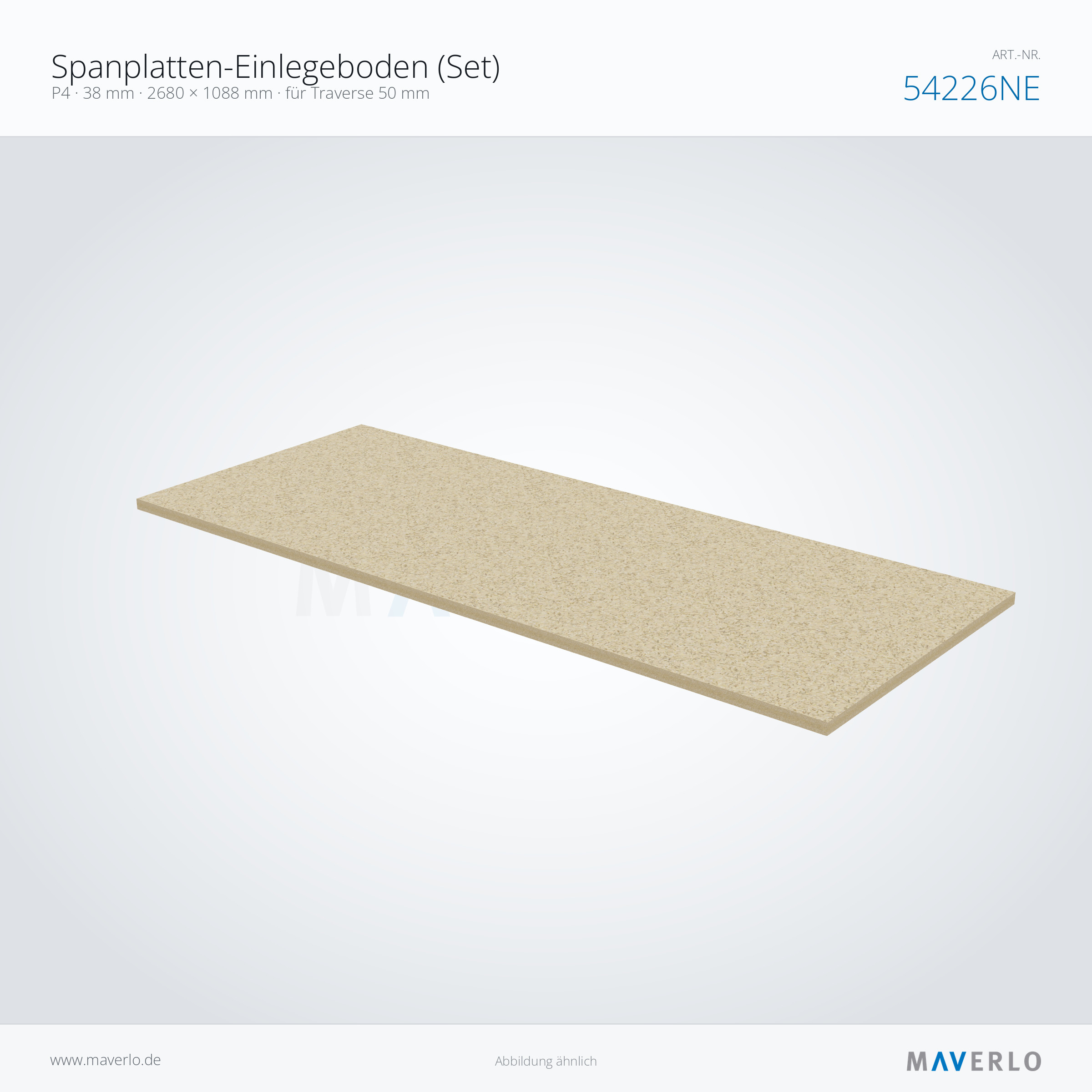 Spanplatten-Einlegeboden 2680 x 1088 mm, 38 mm, für Traverse 50 mm – NEDCON NR1 Palettenregal, Art.-Nr. 54226NE (Perspektive)