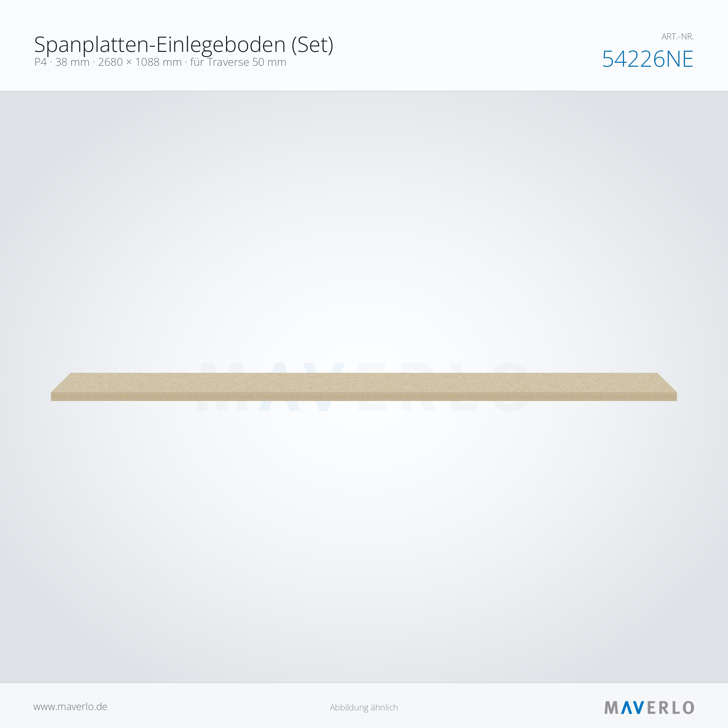 Spanplatten-Einlegeboden 2680 x 1088 mm, 38 mm, für Traverse 50 mm – NEDCON NR1 Palettenregal, Art.-Nr. 54226NE (Seitenansicht)