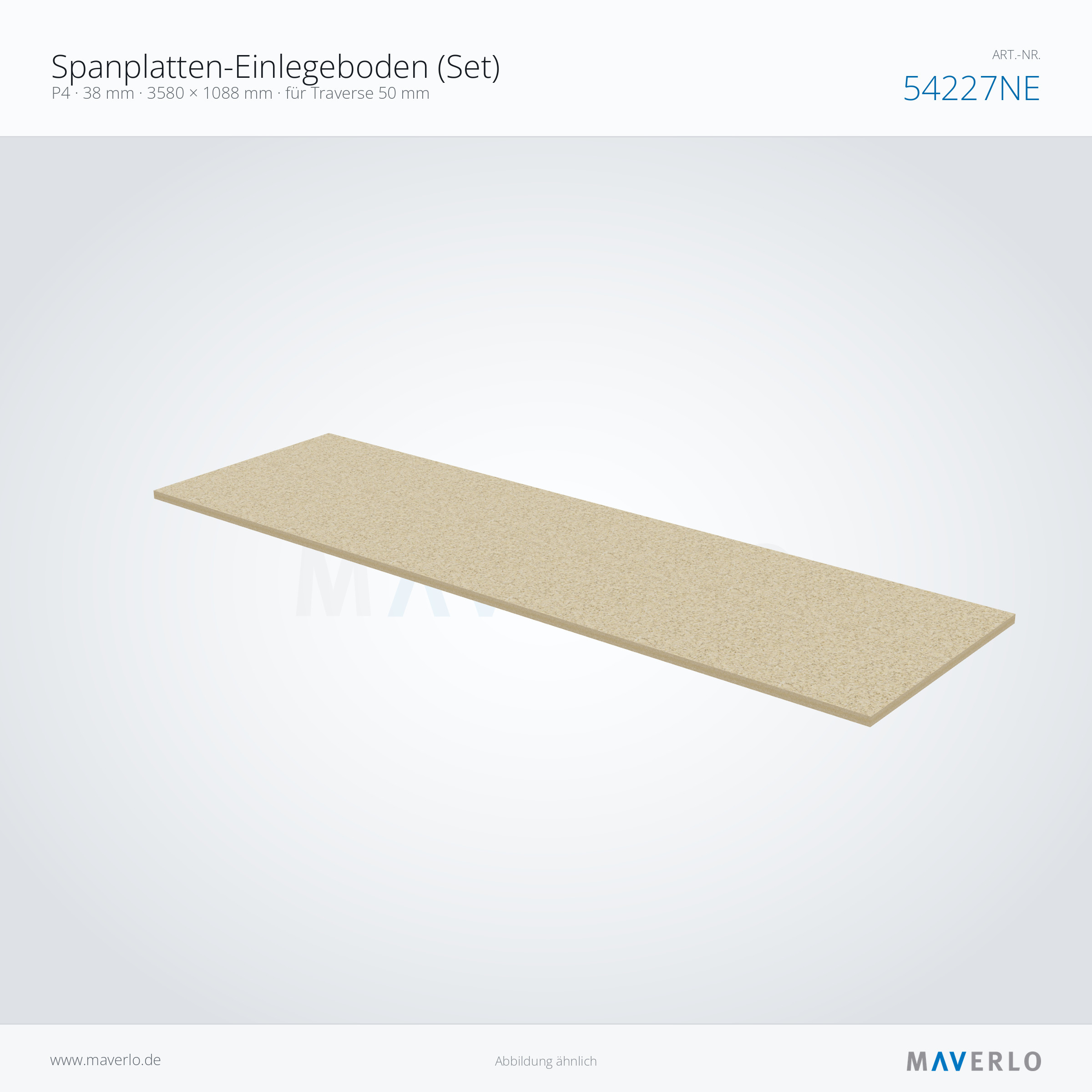 Spanplatten-Einlegeboden 3580 x 1088 mm, 38 mm, für Traverse 50 mm – NEDCON NR1 Palettenregal, Art.-Nr. 54227NE (Perspektive)