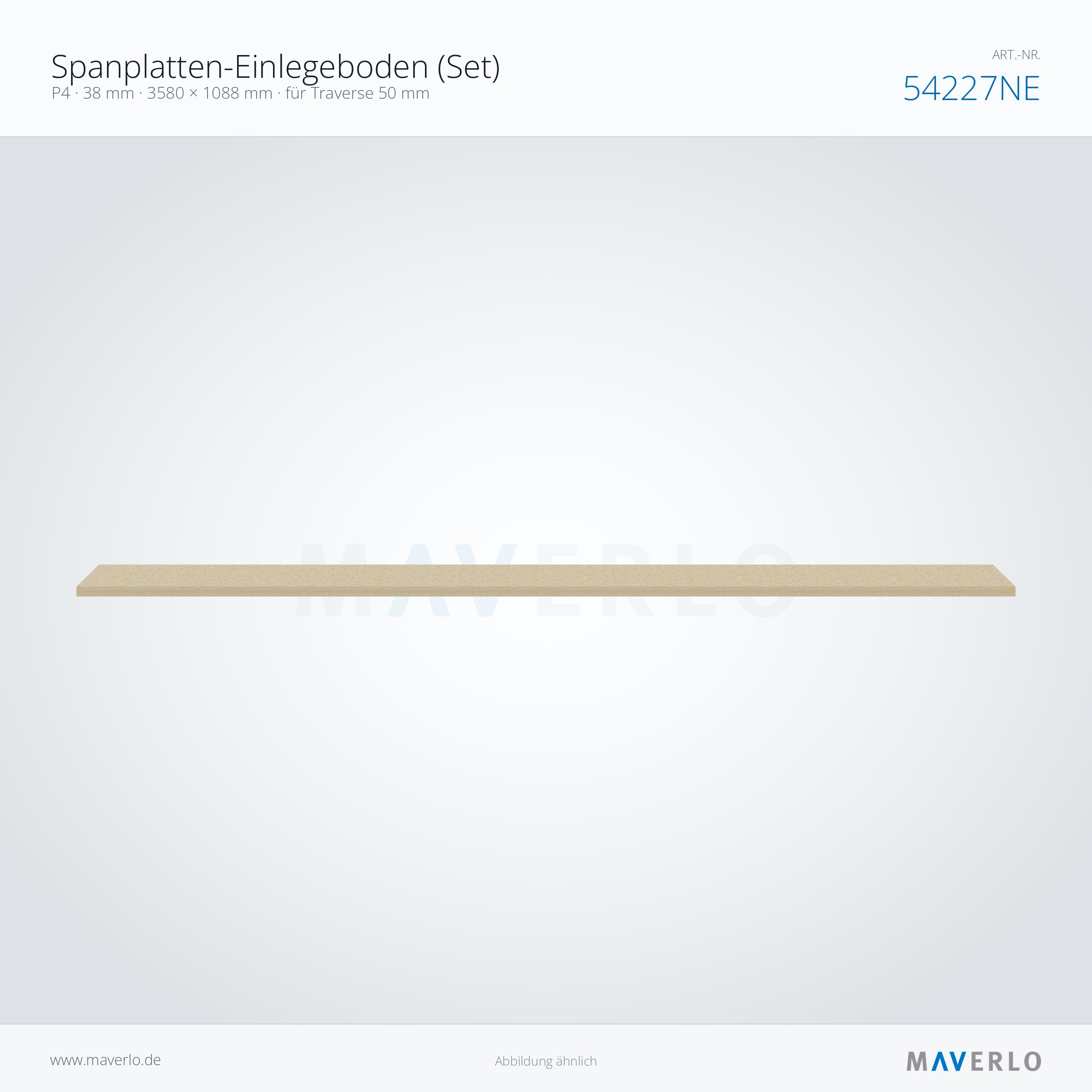 Spanplatten-Einlegeboden 3580 x 1088 mm, 38 mm, für Traverse 50 mm – NEDCON NR1 Palettenregal, Art.-Nr. 54227NE (Seitenansicht)