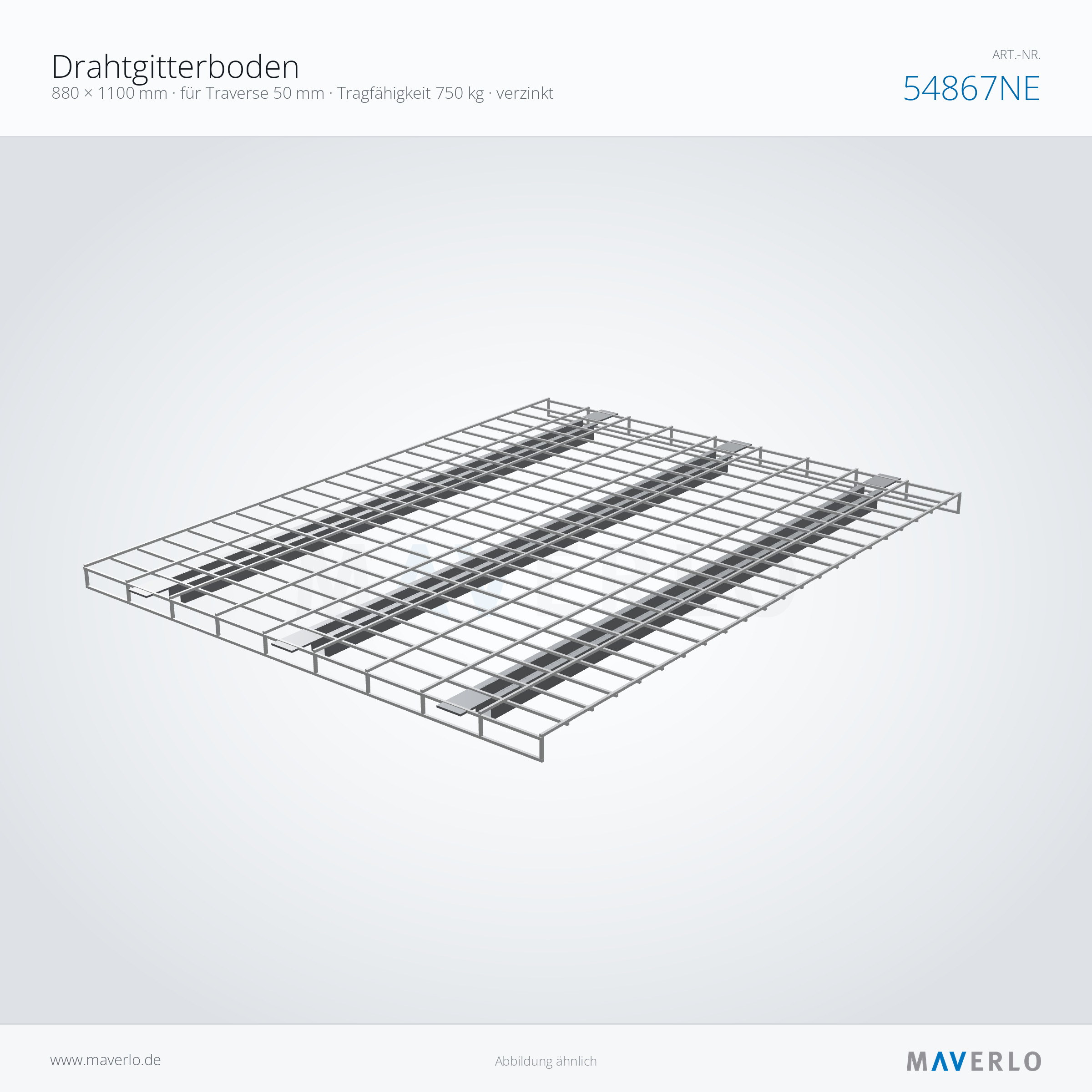 Drahtgitterboden 880 x 1100 mm, 750 kg – NEDCON NR1 Palettenregal, Art.-Nr. 54867NE (Perspektive)