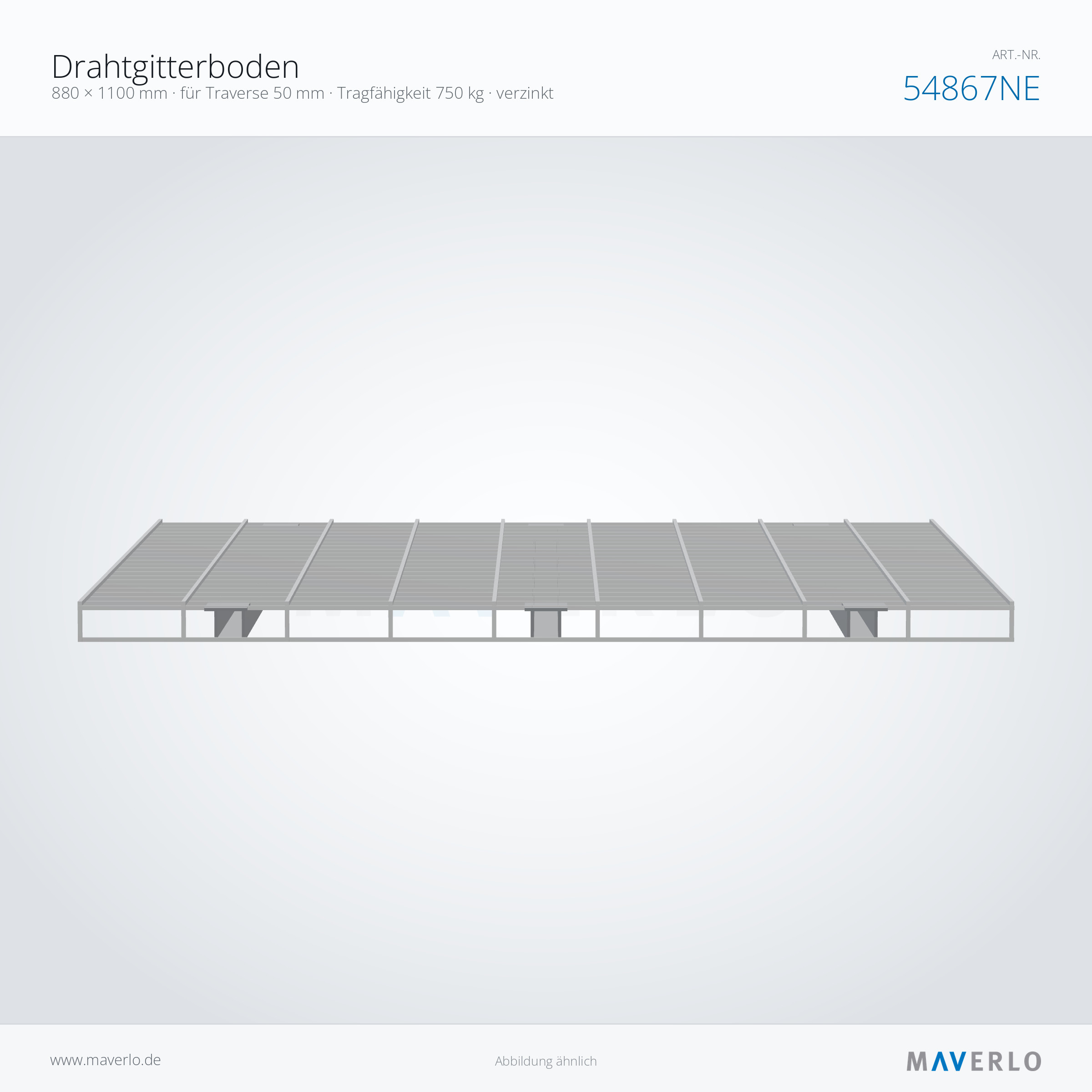 Drahtgitterboden 880 x 1100 mm, 750 kg – NEDCON NR1 Palettenregal, Art.-Nr. 54867NE (Seitenansicht)