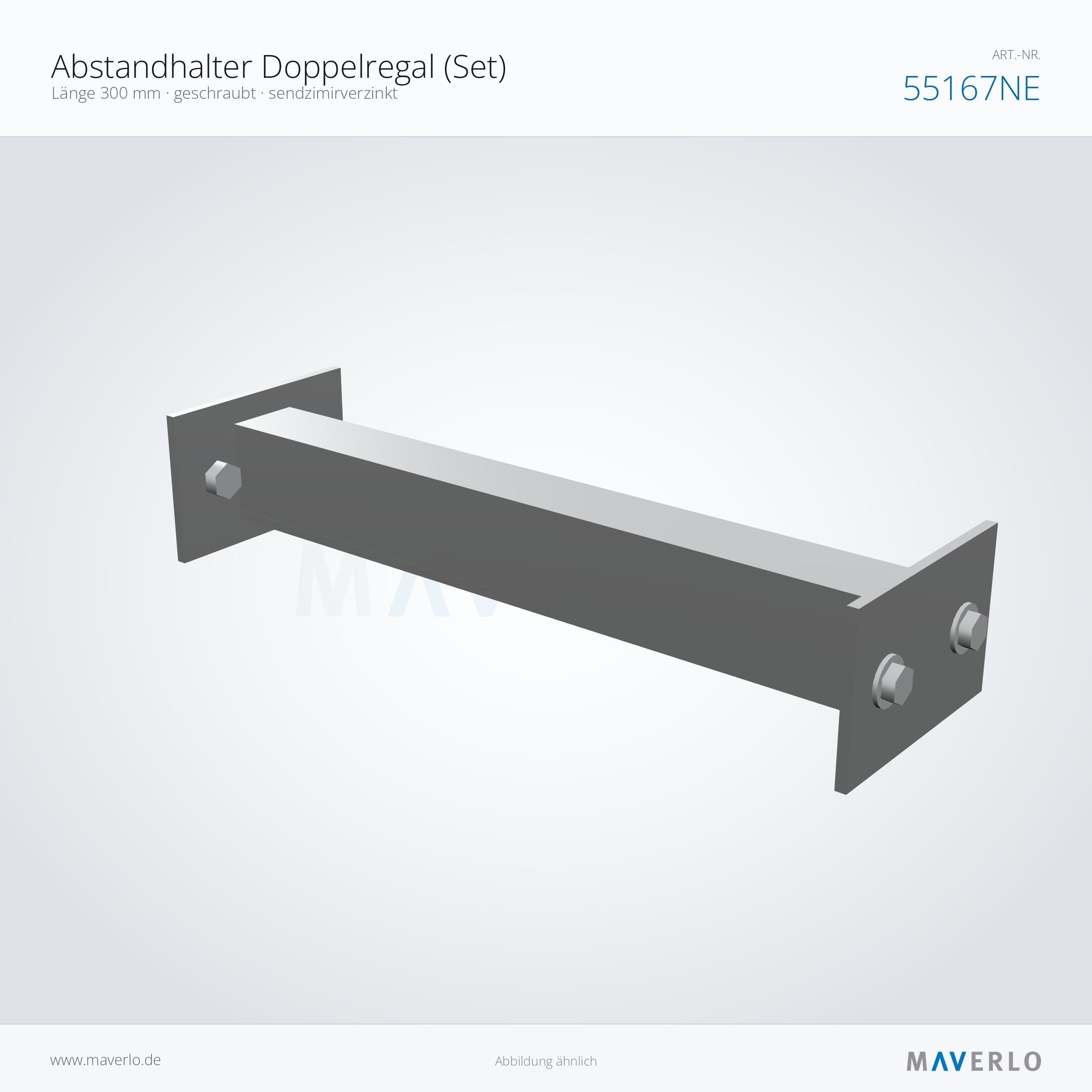 Abstandhalter Doppelregal 300 mm, verzinkt – NEDCON NR1 Palettenregal, Art.-Nr. 55167NE (Perspektive)