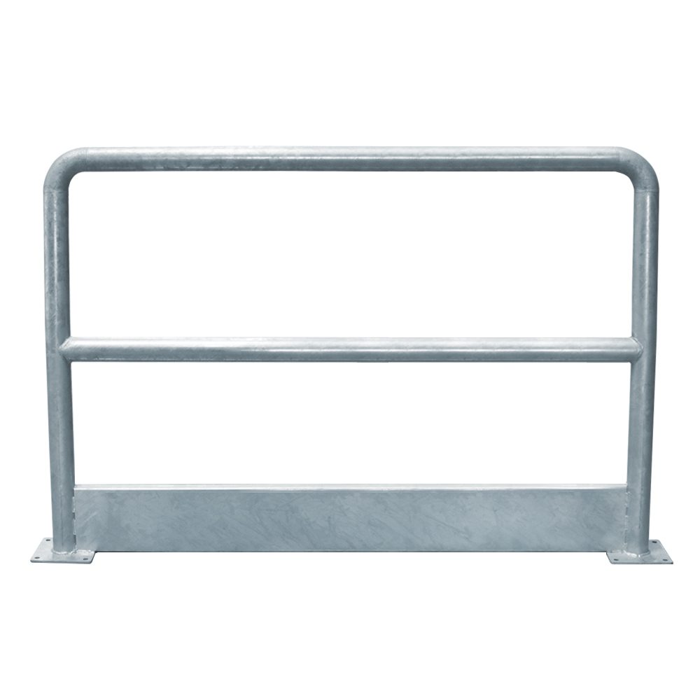 Rammschutzbügel, Ø 42,4 mm, H 1000 mm, L 1500 mm, mit Knieholm und Unterfahrschutz, Stahl feuerverzinkt