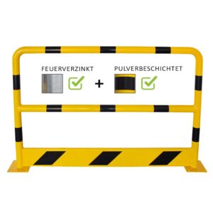 Rammschutzbügel, Ø 42,4 mm, H 1000 mm, L 500 mm, mit Knieholm und Unterfahrschutz, Stahl feuerverzinkt, gelb/schwarz pulverbeschichtet