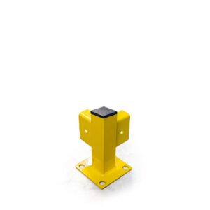 Eckpfosten für Leitplankensystem, 200 mm, Profil 50 x 50 mm, Stahl gelb/schwarz pulverbeschichtet