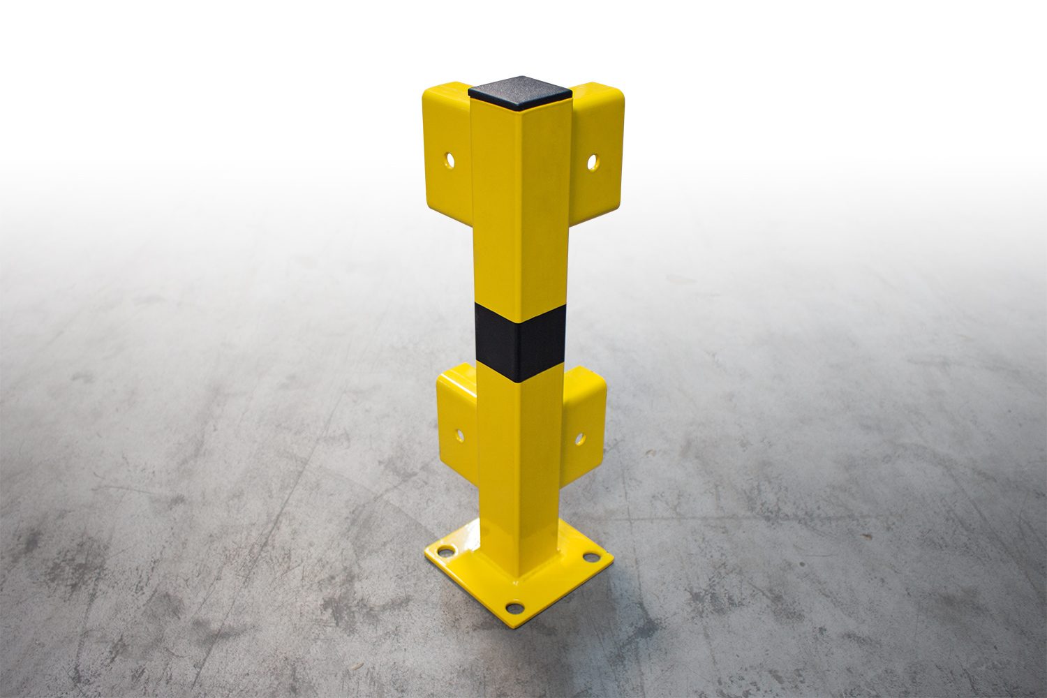 Eckpfosten für Leitplankensystem, 400 mm, Profil 50 x 50 mm, Stahl gelb/schwarz pulverbeschichtet – Bild 2