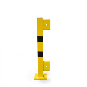 Endpfosten für Leitplankensystem, 800 mm, Profil 50 x 50 mm, Stahl gelb/schwarz pulverbeschichtet