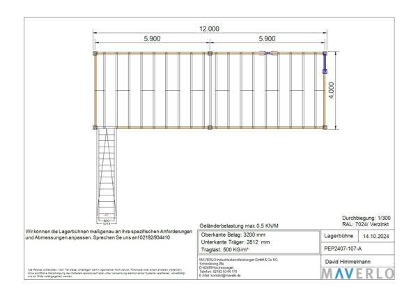 Lagerbühne mit Treppe und Geländer 500 kg/m² 12x4m stabil mit typenstatik kaufen