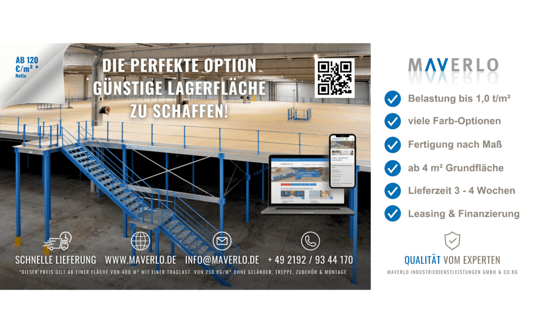 Moderne Lagerbühne für effiziente Lagerhaltung in Sinsheim bei Maverlo - Optimierung der Lagerkapazität, Platznutzung und Logistikprozesse, individuelle Beratung vor Ort für maßgeschneiderte Lösungen