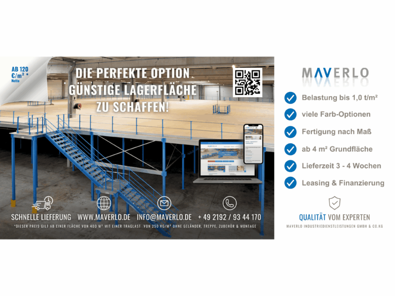 Moderne Lagerbühne für effiziente Lagerhaltung in Sinsheim bei Maverlo - Optimierung der Lagerkapazität, Platznutzung und Logistikprozesse, individuelle Beratung vor Ort für maßgeschneiderte Lösungen