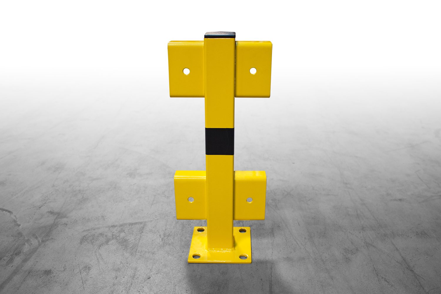 Mittelpfosten für Leitplankensystem, 400 mm, Profil 50 x 50 mm, Stahl gelb/schwarz pulverbeschichtet – Bild 2