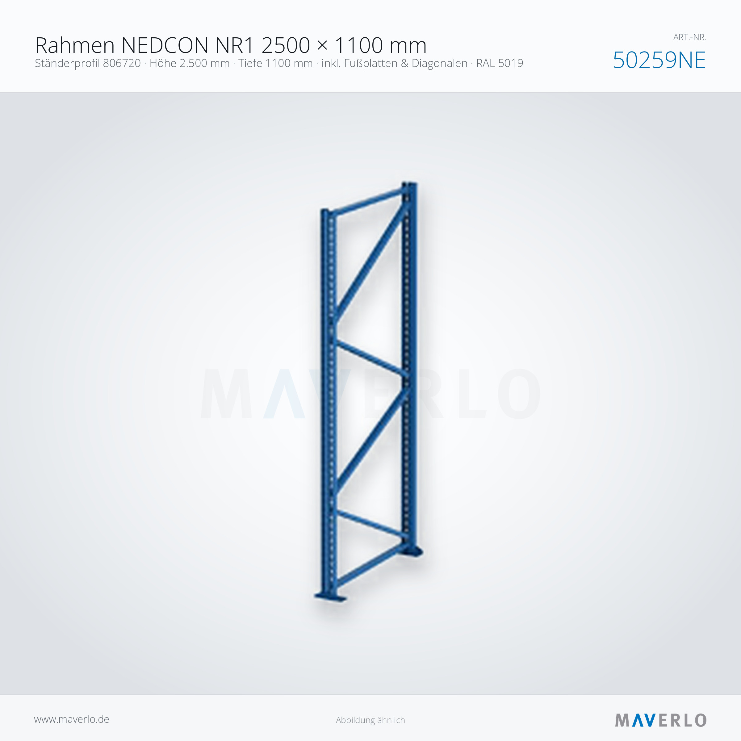Set Rahmen 806720 2500x1100 450_2,R5019 – NEDCON NR1 Palettenregal, Art.-Nr. 50259NE, Produktfoto