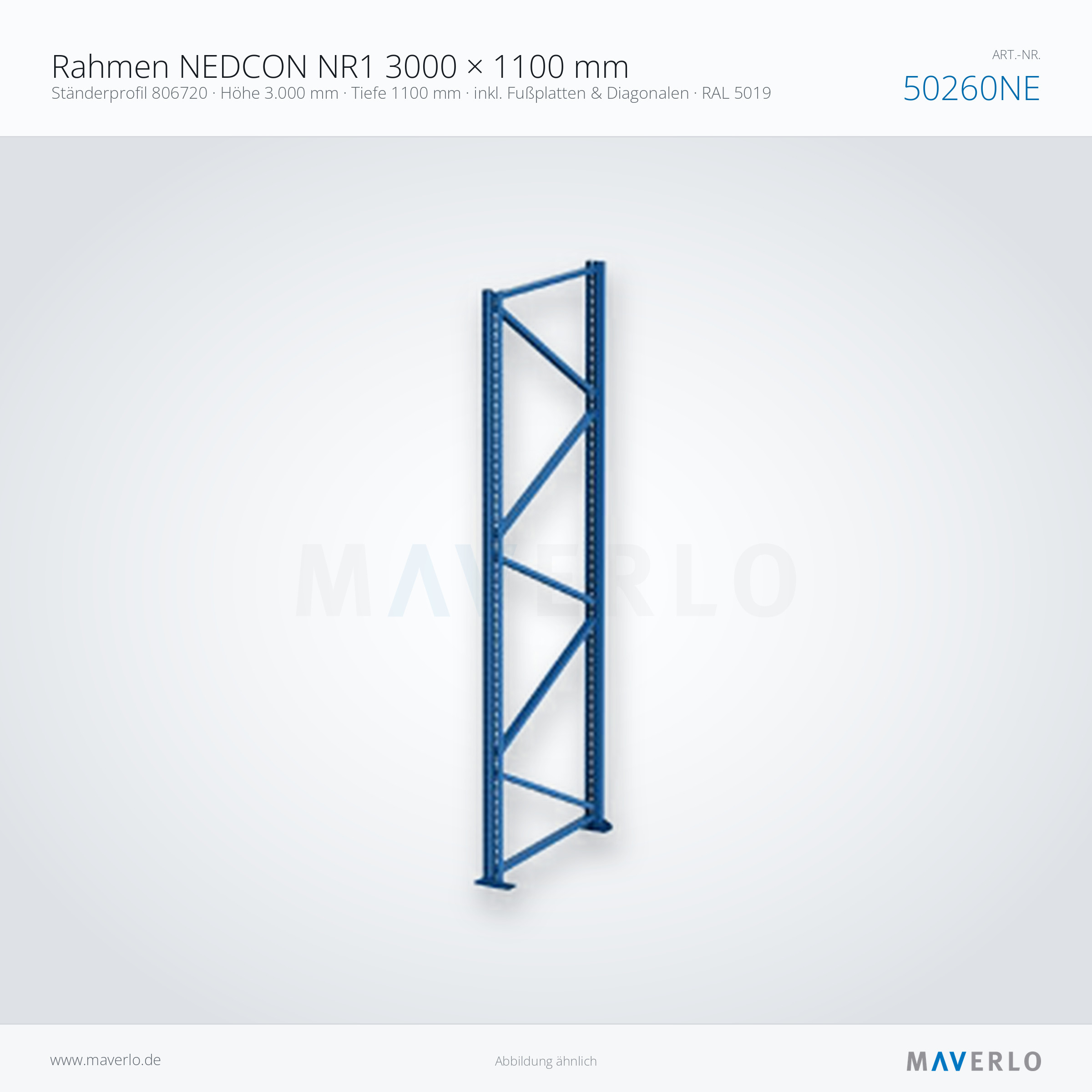 Rahmen NEDCON NR1 3000 × 1100 mm – NEDCON NR1 Palettenregal, Produktfoto
