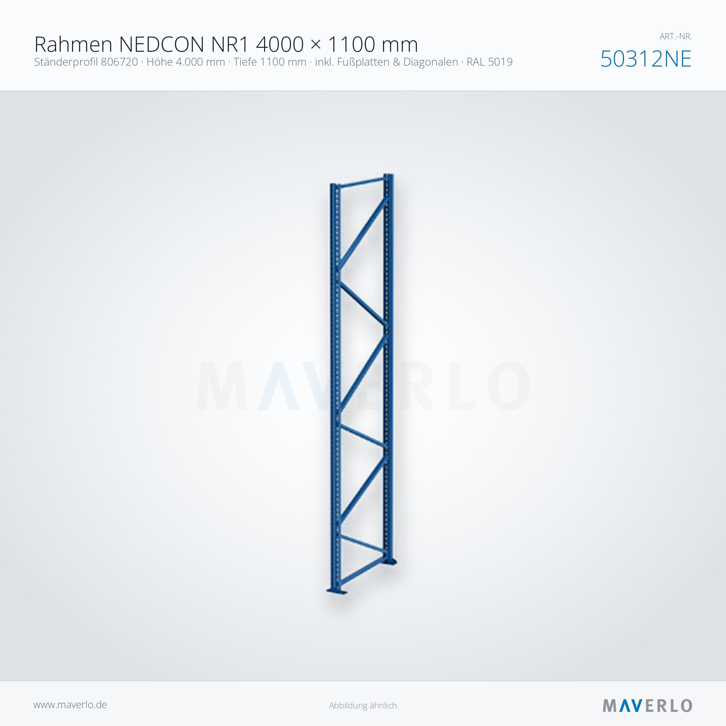 Rahmen NEDCON NR1 4000 × 1100 mm – NEDCON NR1 Palettenregal, Produktfoto