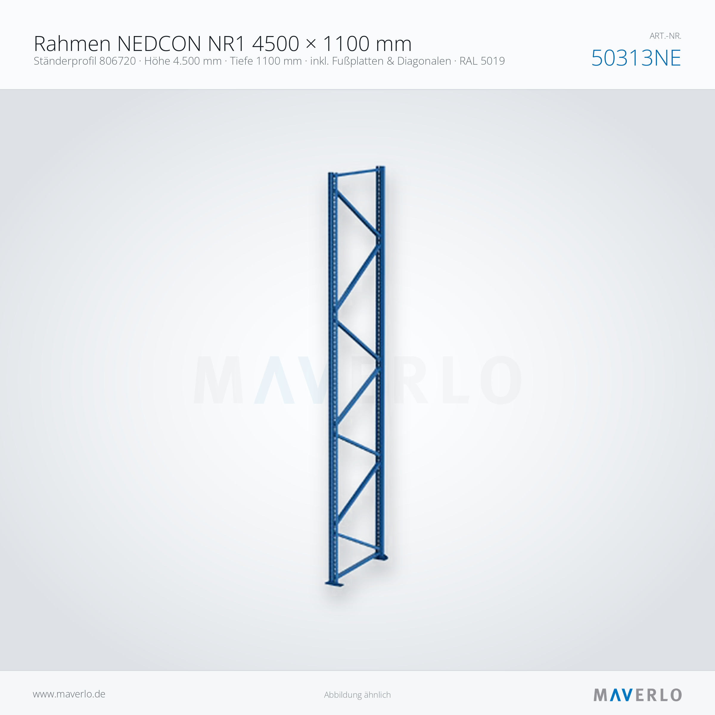 Rahmen NEDCON NR1 4500 × 1100 mm – NEDCON NR1 Palettenregal, Produktfoto