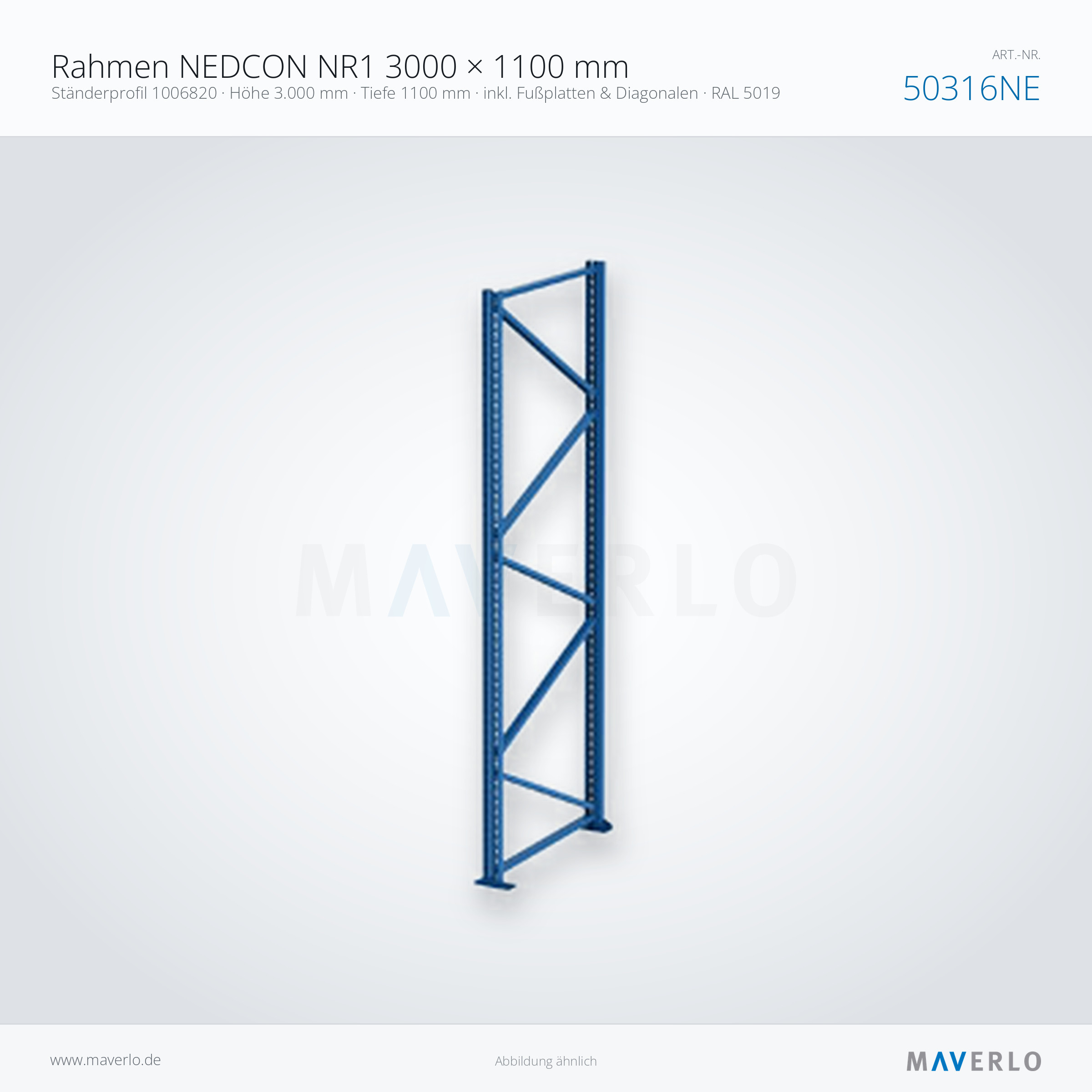 Set Rahmen 1006820 3000x1100 450_2,R5019 – NEDCON NR1 Palettenregal, Art.-Nr. 50316NE, Produktfoto