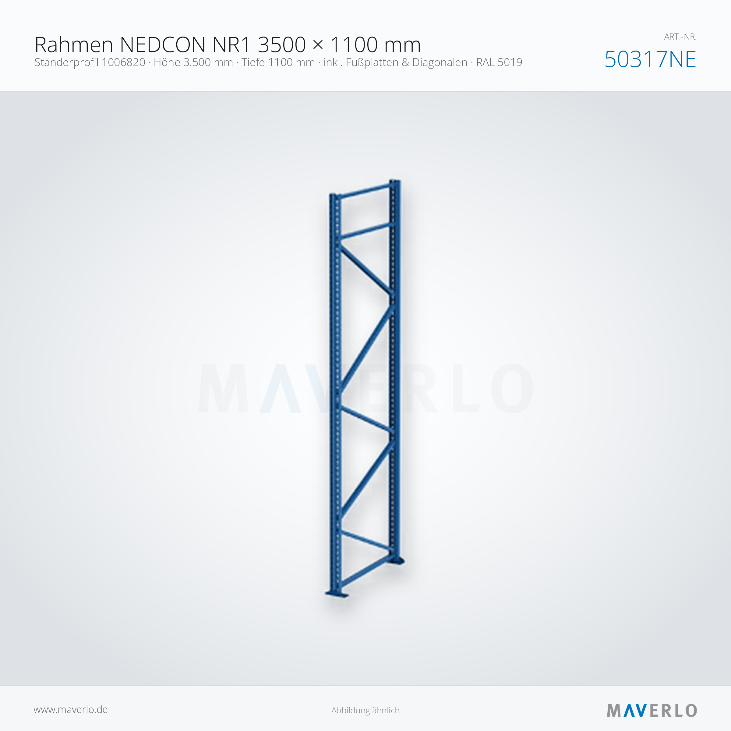 Rahmen NEDCON NR1 3500 × 1100 mm – NEDCON NR1 Palettenregal, Produktfoto
