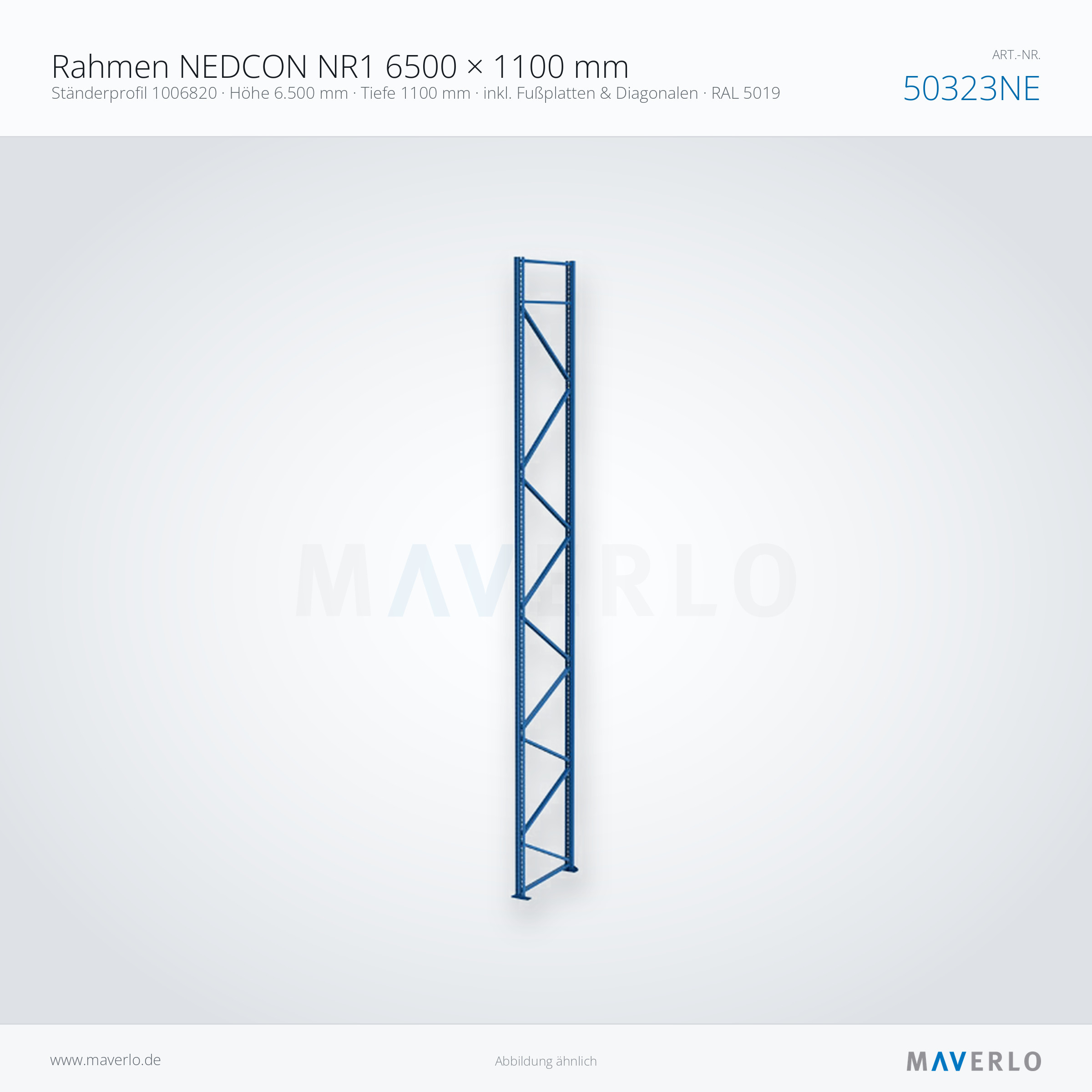 Rahmen NEDCON NR1 6500 × 1100 mm – NEDCON NR1 Palettenregal, Produktfoto