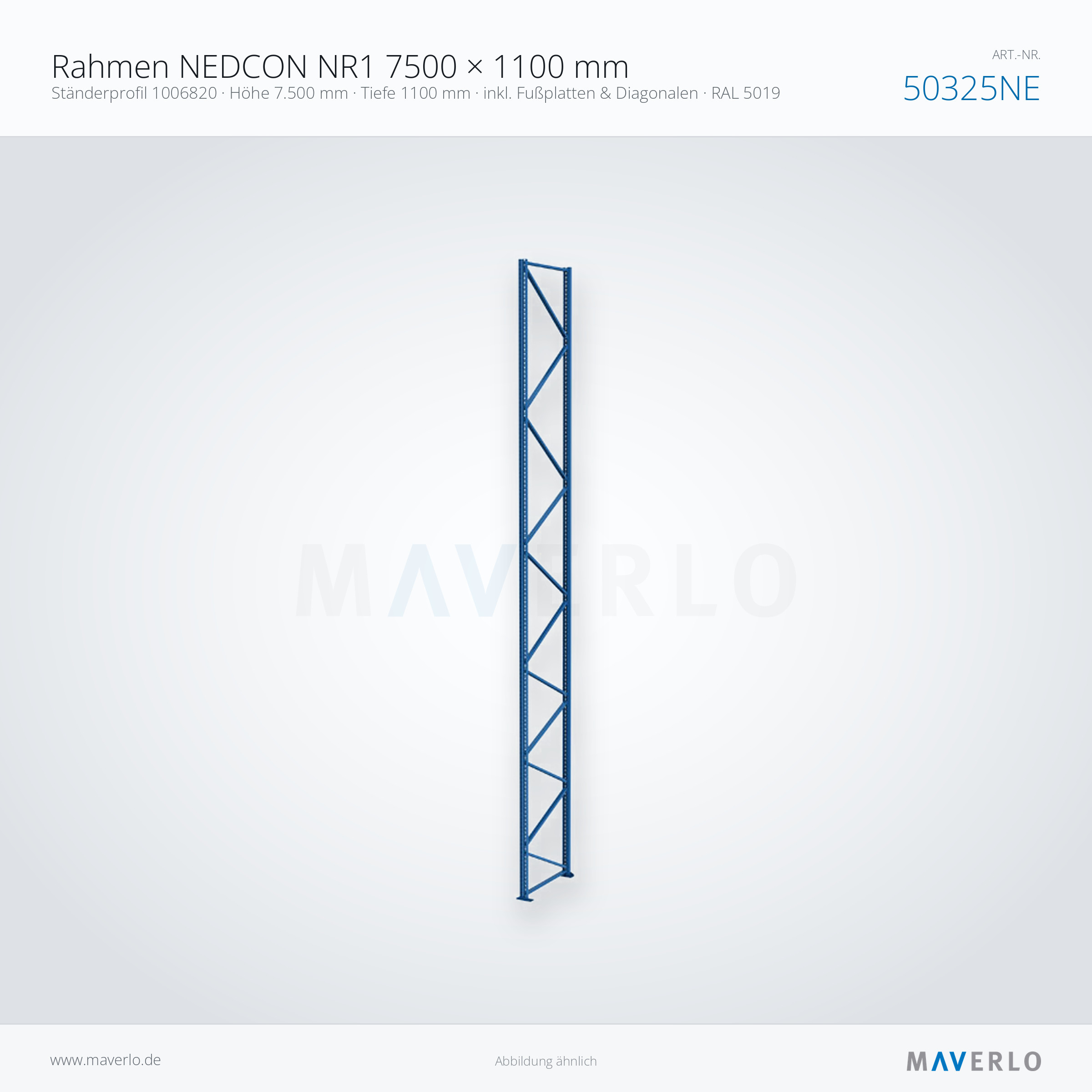Set Rahmen 1006820 7500x1100 450_2,R5019 – NEDCON NR1 Palettenregal, Art.-Nr. 50325NE, Produktfoto