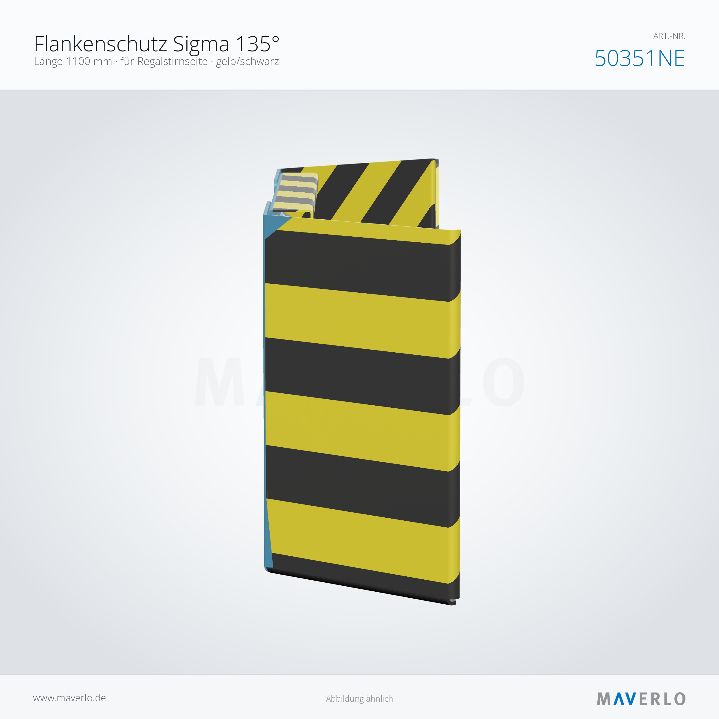 Flankenschutz Sigma 135° – Länge 1100 mm · für Regalstirnseite · gelb/schwarz – NEDCON NR1 Palettenregal, Art.-Nr. 50351NE (Queransicht)