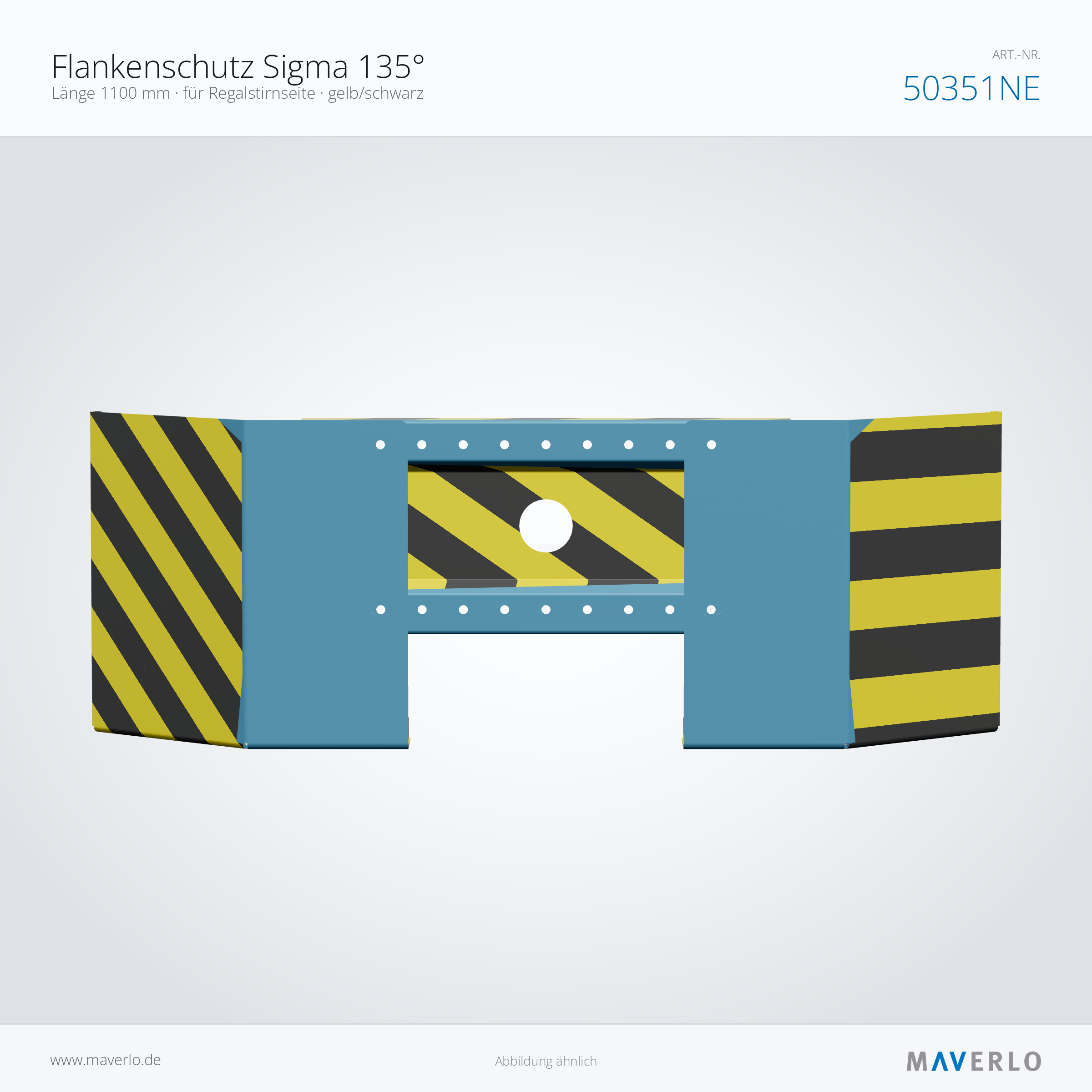 Flankenschutz Sigma 135° – Länge 1100 mm · für Regalstirnseite · gelb/schwarz – NEDCON NR1 Palettenregal, Art.-Nr. 50351NE (Seitenansicht)