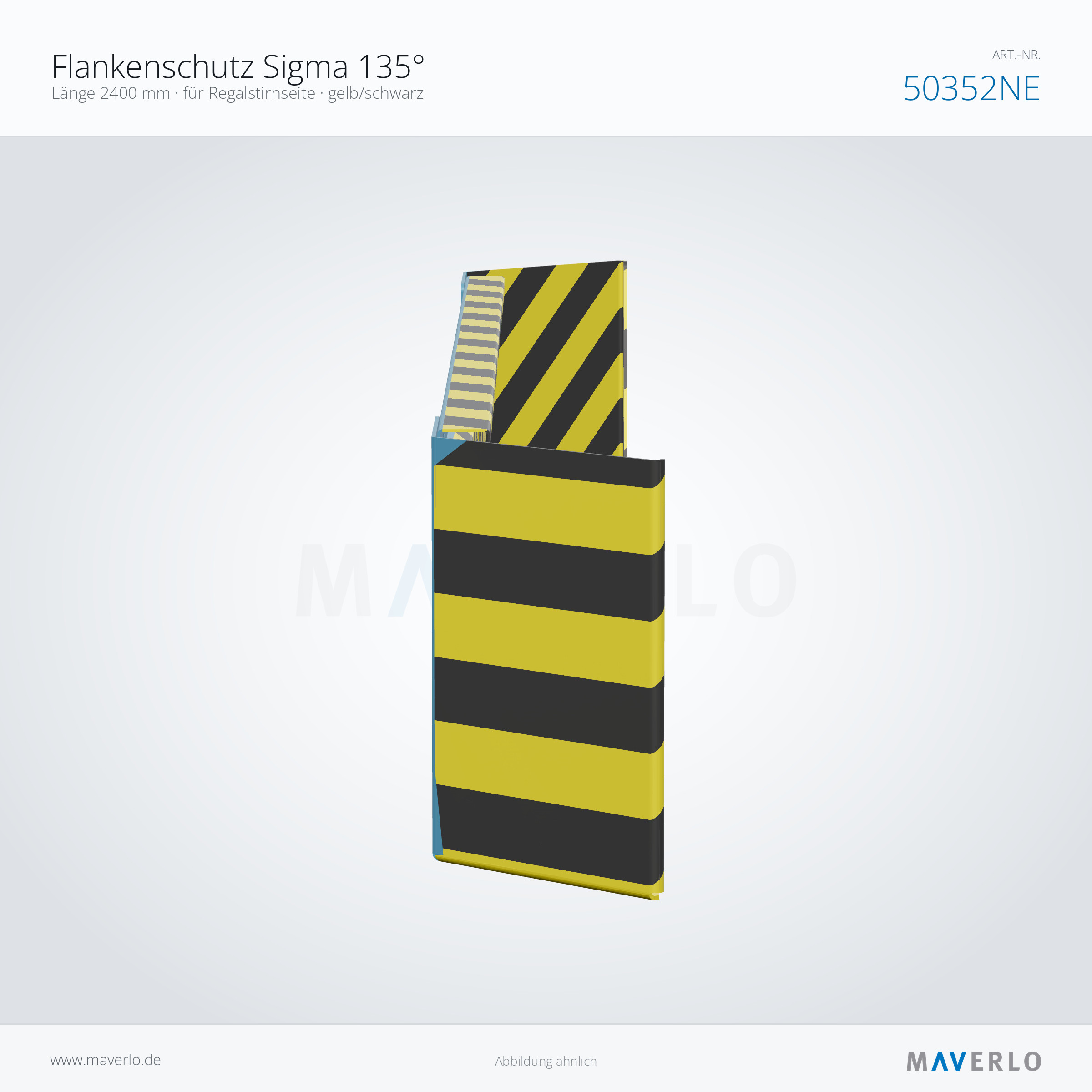 Flankenschutz Sigma 135° – Länge 2400 mm · für Regalstirnseite · gelb/schwarz – NEDCON NR1 Palettenregal, Art.-Nr. 50352NE (Queransicht)