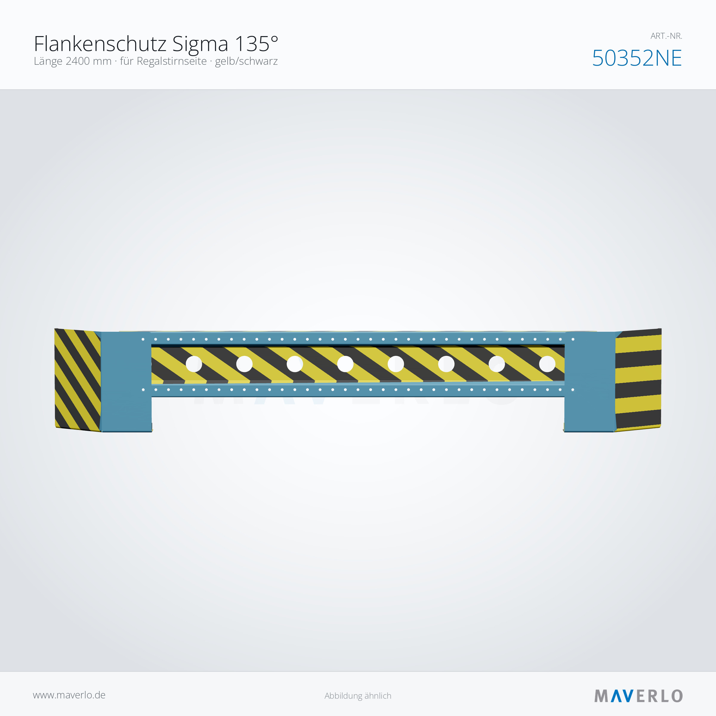 Flankenschutz Sigma 135° – Länge 2400 mm · für Regalstirnseite · gelb/schwarz – NEDCON NR1 Palettenregal, Art.-Nr. 50352NE (Seitenansicht)