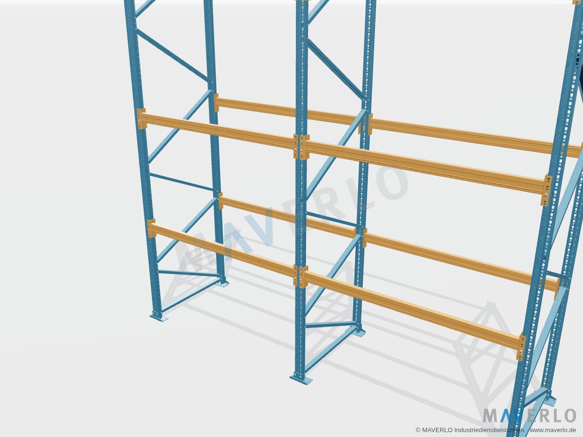 Komplettregal Palettenregal NEDCON NR1 Einfachregal, Höhe 4.000 mm, Feldbreite 1.825 mm, 2 Felder, 16 Palettenplätze