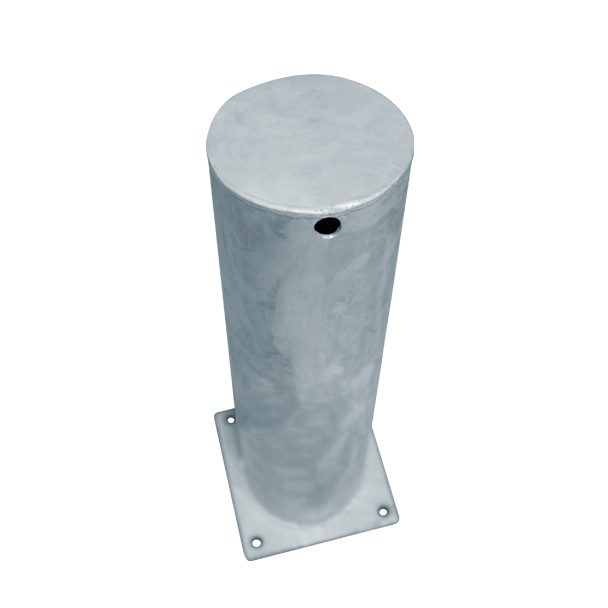 Rammschutzpoller, Ø 152 mm, 400 mm, Stahl feuerverzinkt, zum Aufdübeln – Bild 3
