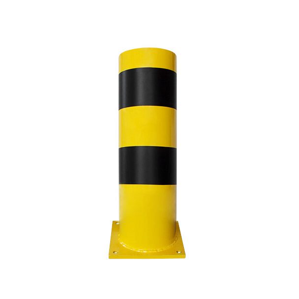 Rammschutzpoller, Ø 152 mm, 400 mm, Stahl feuerverzinkt, gelb/schwarz pulverbeschichtet, zum Aufdübeln – Bild 3