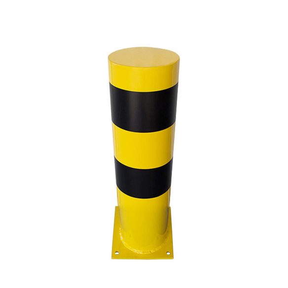 Rammschutzpoller, Ø 152 mm, 400 mm, Stahl feuerverzinkt, gelb/schwarz pulverbeschichtet, zum Aufdübeln – Bild 4
