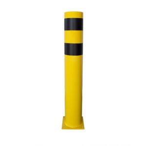 Rammschutzpoller, Ø 152 mm, 1000 mm, Stahl gelb/schwarz pulverbeschichtet, zum Aufdübeln
