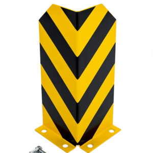 Regal-Anfahrschutz L-Form, 300 mm, 3 mm Materialstärke, Stahl gelb/schwarz pulverbeschichtet