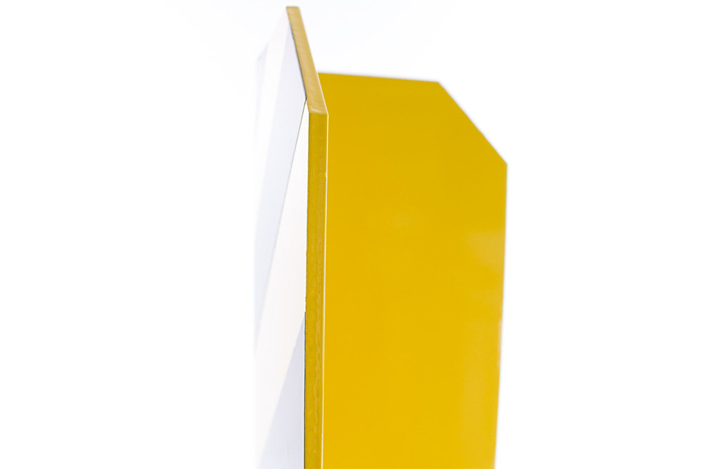 Regal-Anfahrschutz L-Form, 300 mm, 3 mm Materialstärke, Stahl gelb/schwarz pulverbeschichtet – Bild 4