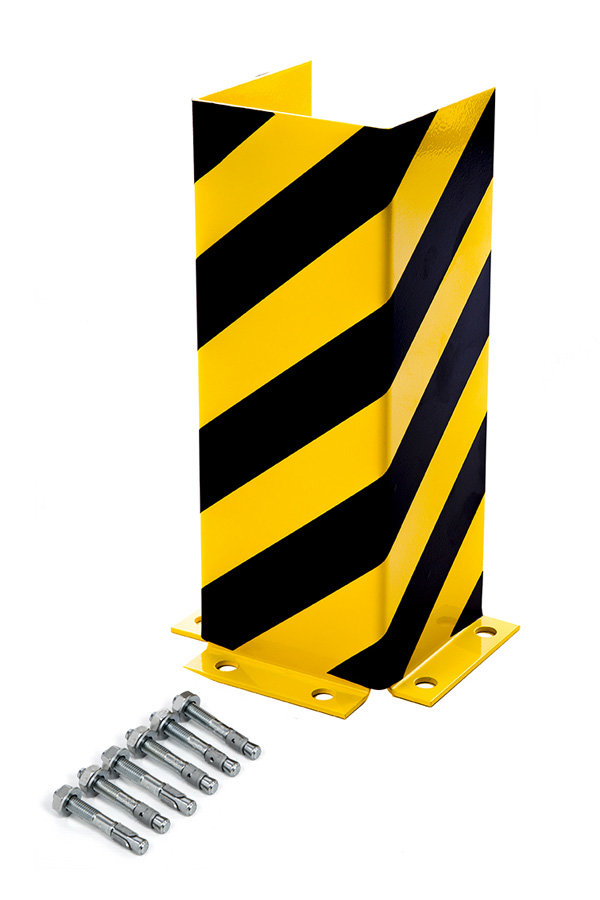 Regal-Anfahrschutz U-Form, 400 mm, 5 mm Materialstärke, Stahl gelb/schwarz pulverbeschichtet