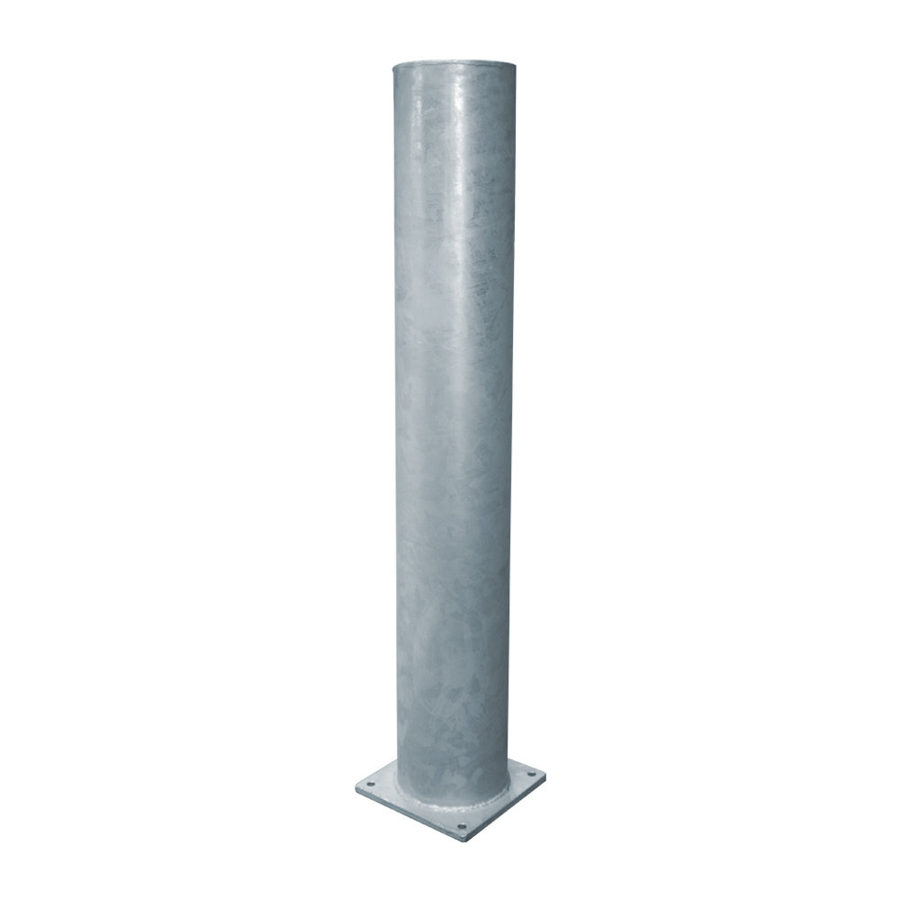 Rammschutzpoller, Ø 108 mm, 1000 mm, Stahl feuerverzinkt, zum Aufdübeln