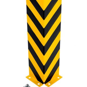 Regal-Anfahrschutz L-Form, 1200 mm, 5 mm Materialstärke, Stahl gelb/schwarz pulverbeschichtet