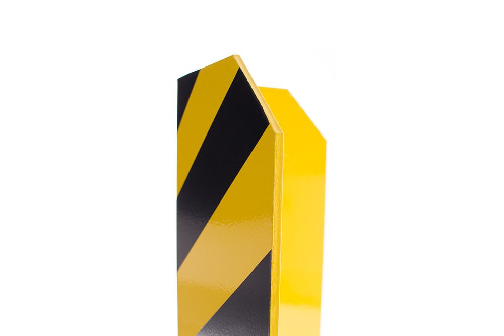 Regal-Anfahrschutz L-Form, 1200 mm, 6 mm Materialstärke, Stahl gelb/schwarz pulverbeschichtet – Bild 2