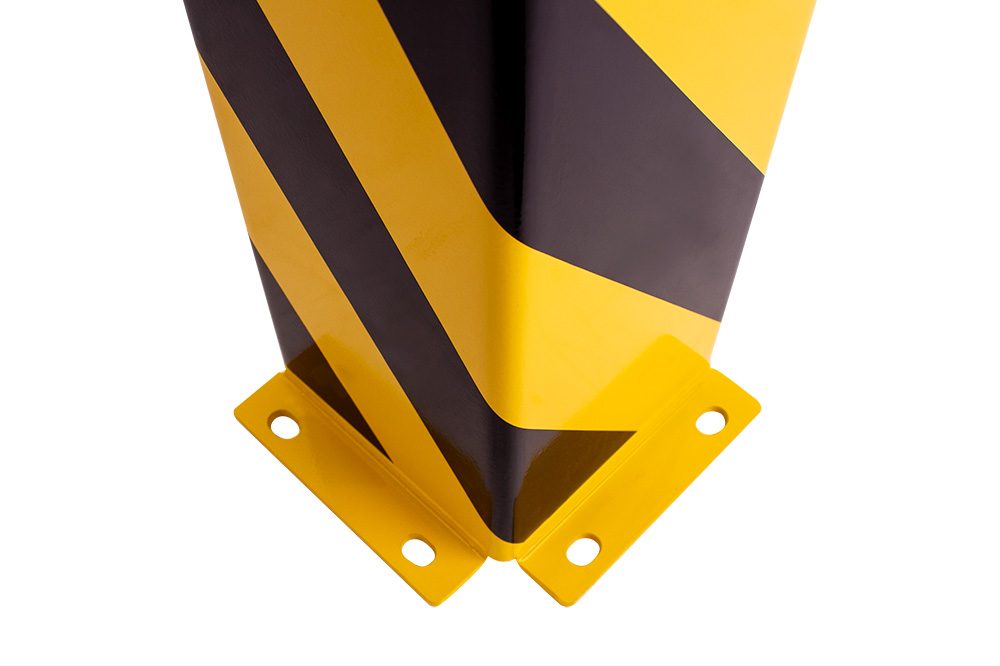 Regal-Anfahrschutz L-Form, 800 mm, 165 mm Schenkellänge, 6 mm Materialstärke, Stahl gelb/schwarz pulverbeschichtet – Bild 3