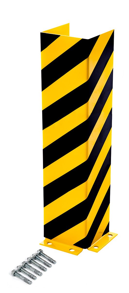 Regal-Anfahrschutz U-Form, 1200 mm, 5 mm Materialstärke, Stahl gelb/schwarz pulverbeschichtet