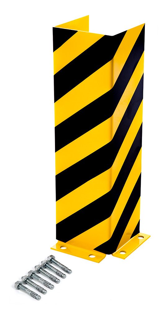 Regal-Anfahrschutz U-Form, 800 mm, 6 mm Materialstärke, Stahl gelb/schwarz pulverbeschichtet