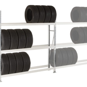 Professionelles Reifenregal Grundfeld für Werkstätten zur sicheren Lagerung von PKW-Radsätzen.