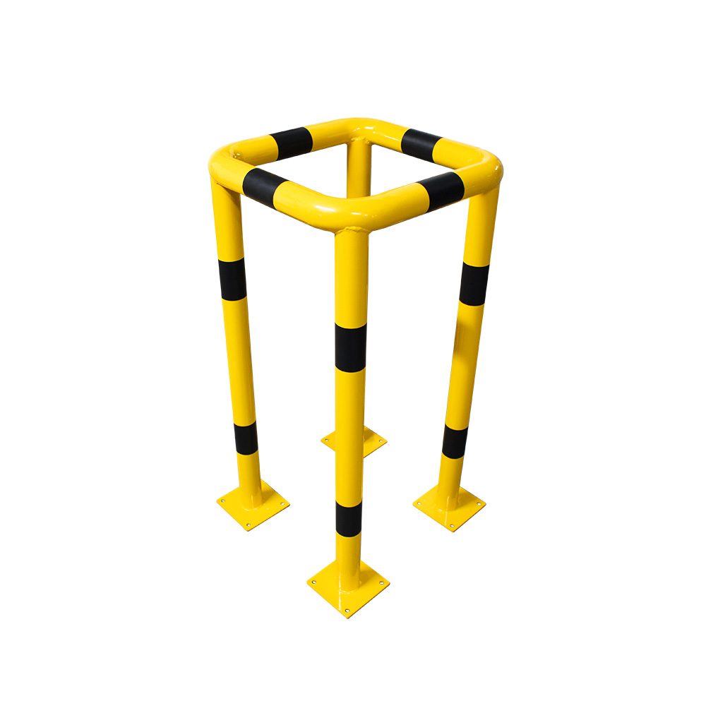 Säulen-Anfahrschutz, Ø 88,9 mm, H 700 mm, L 700 mm, B 700 mm, Stahl gelb/schwarz pulverbeschichtet